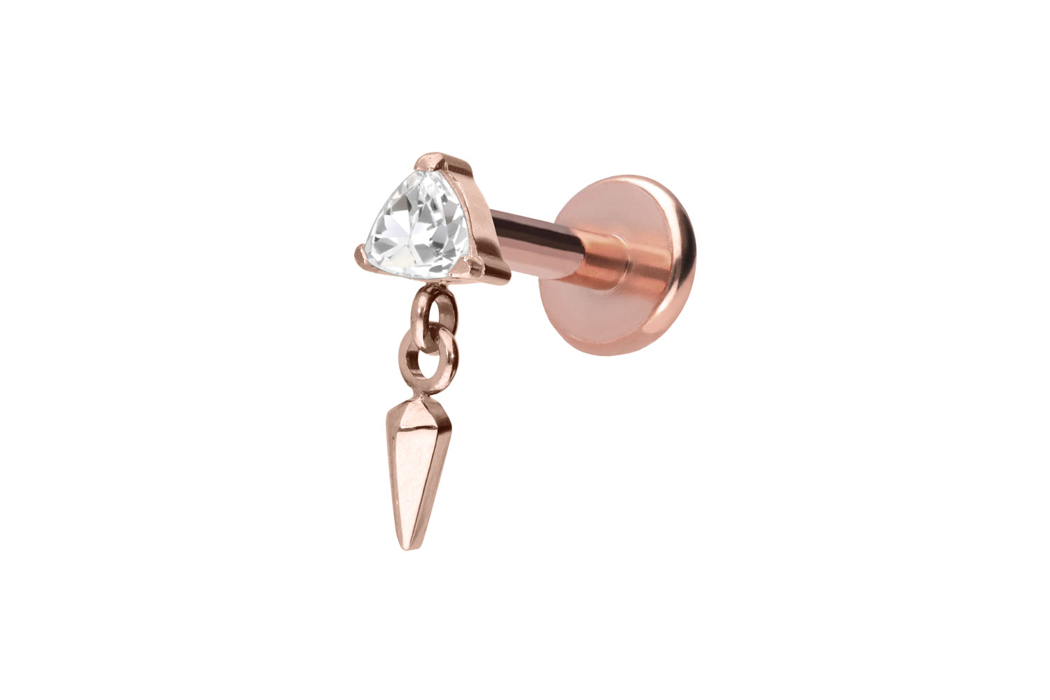 Titan Labret Piercing mit Push Fit KRISTALLDREIECK + SPITZE